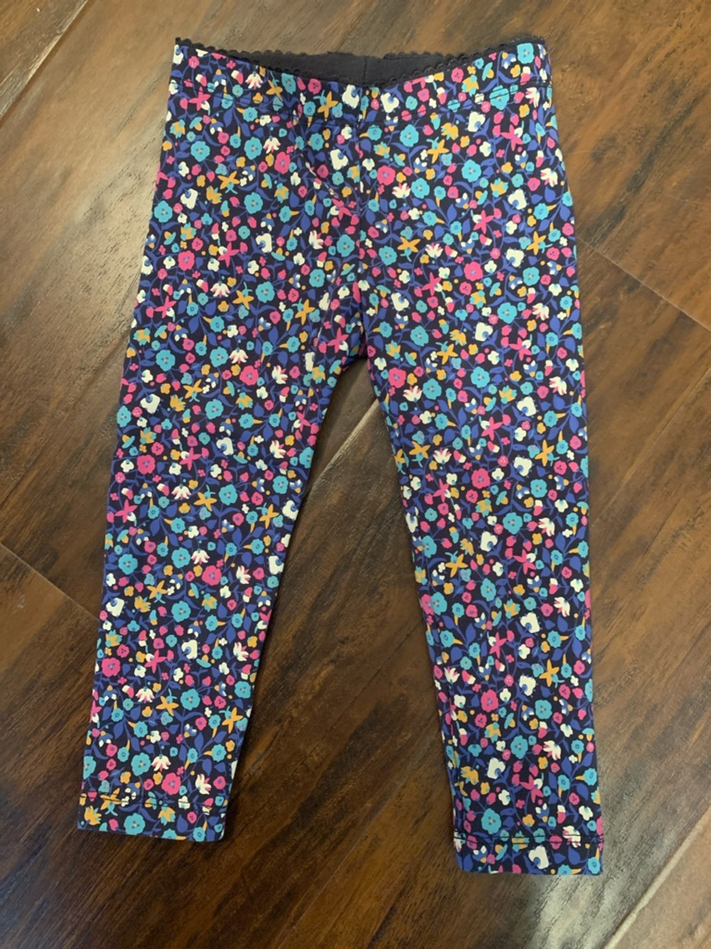 Tea Navy Floral Print Leggings - Multi-Color